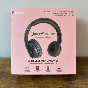 New Juicy Couture Wireless Headphones Bedazzled Gems Black Bluetooth Electronics